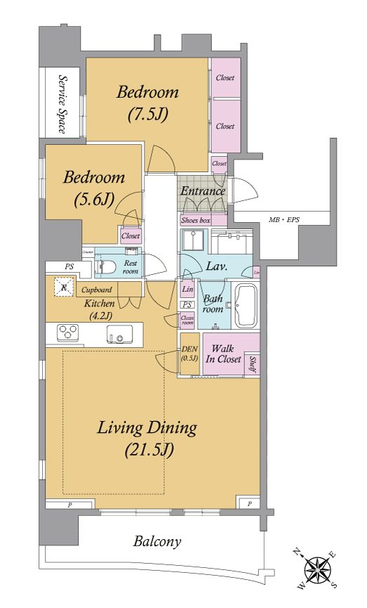 晴海フラッグ PARK VILLAGE B棟 1501号室の間取り図